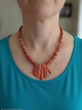 Red Spiny Oyster Fan Necklace